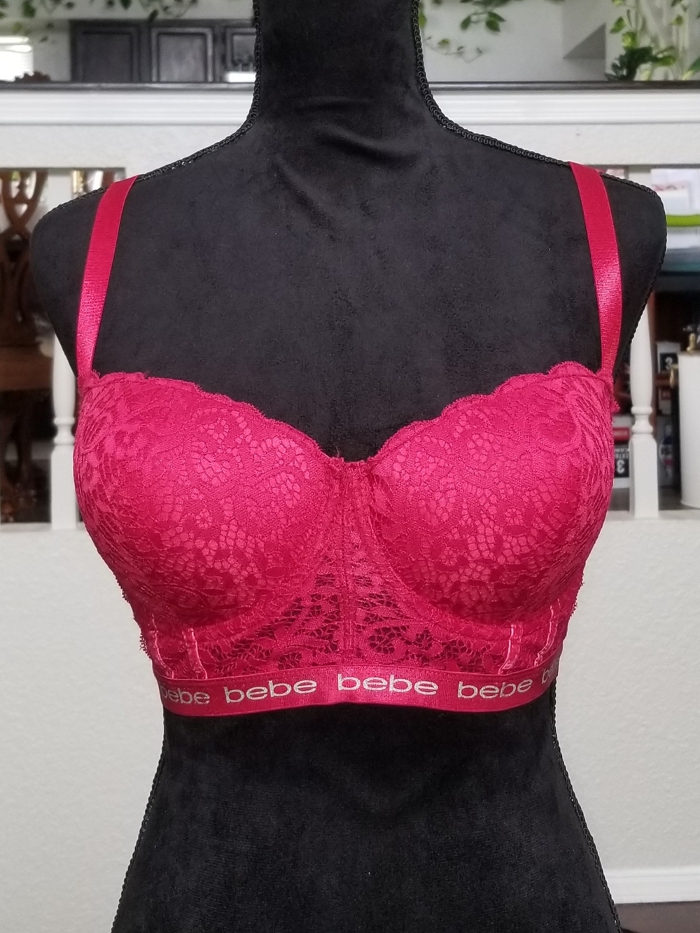 34DD bebe Fuchsia Lace Longline Bra - Picture 4 of 16